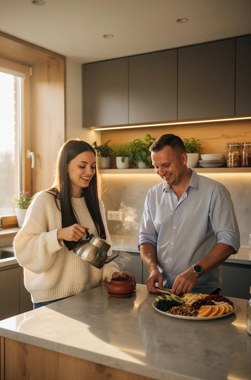 Rinkinys įvairių arbatų su įrankiais ir natūraliais priedais, skirtas sveikai kasdienei arbatos praktikai.